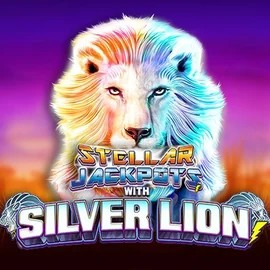 Stellar Jackpots with Silver Lion slot logo by Lightning Box Game at Gama Casino